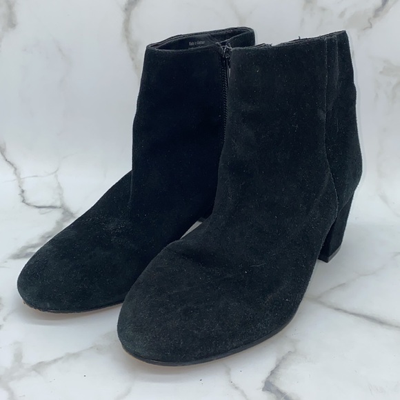 ALDO black suede ankle booties block heels - Picture 2 of 5